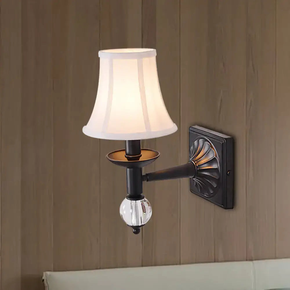Black White Bell Sconce Adjustable Fabric Shade