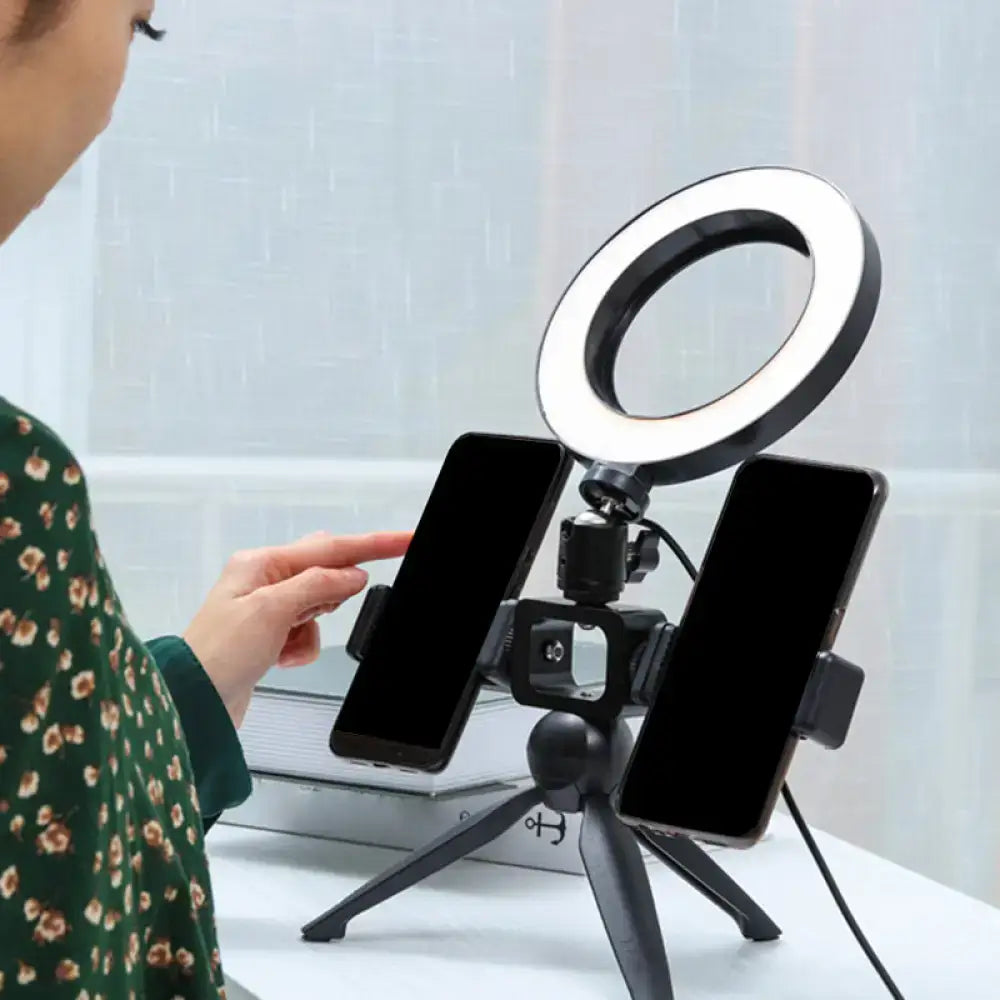 Black LED Phone Mount Ring Wall Light