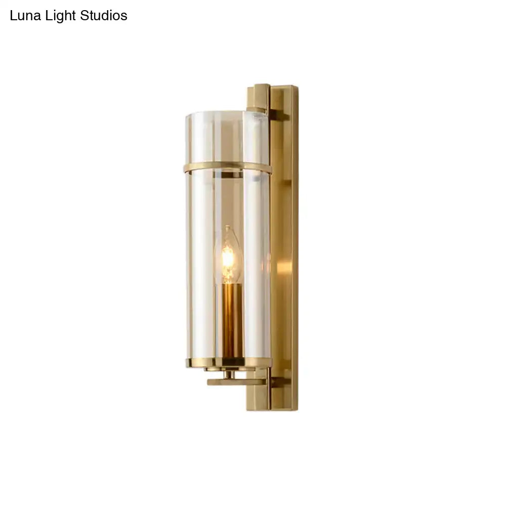 Brass Water Blue Glass Sconce