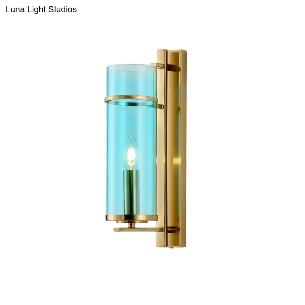 Brass Water Blue Glass Sconce