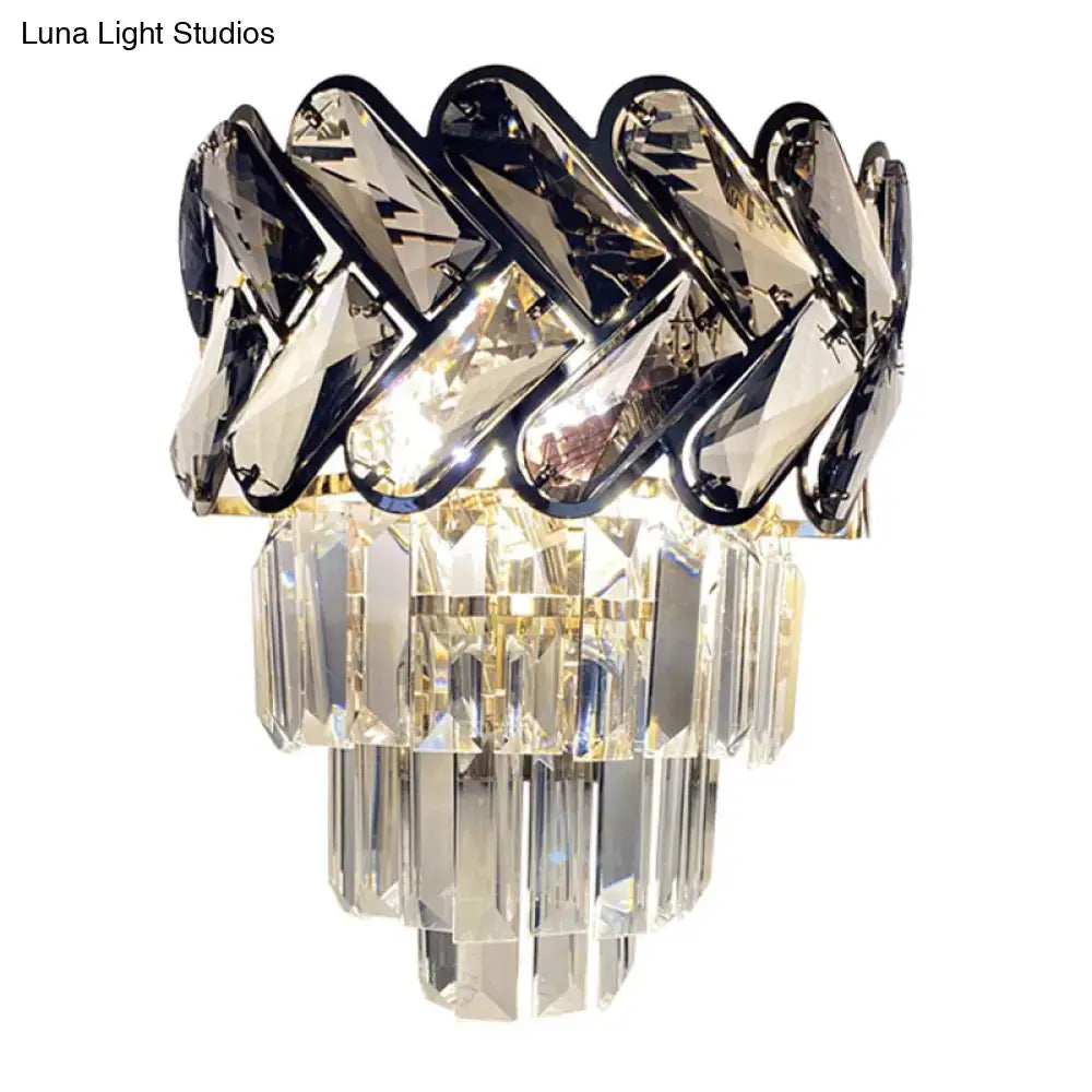 Chrome Crystal 4-Tier Wall Sconce
