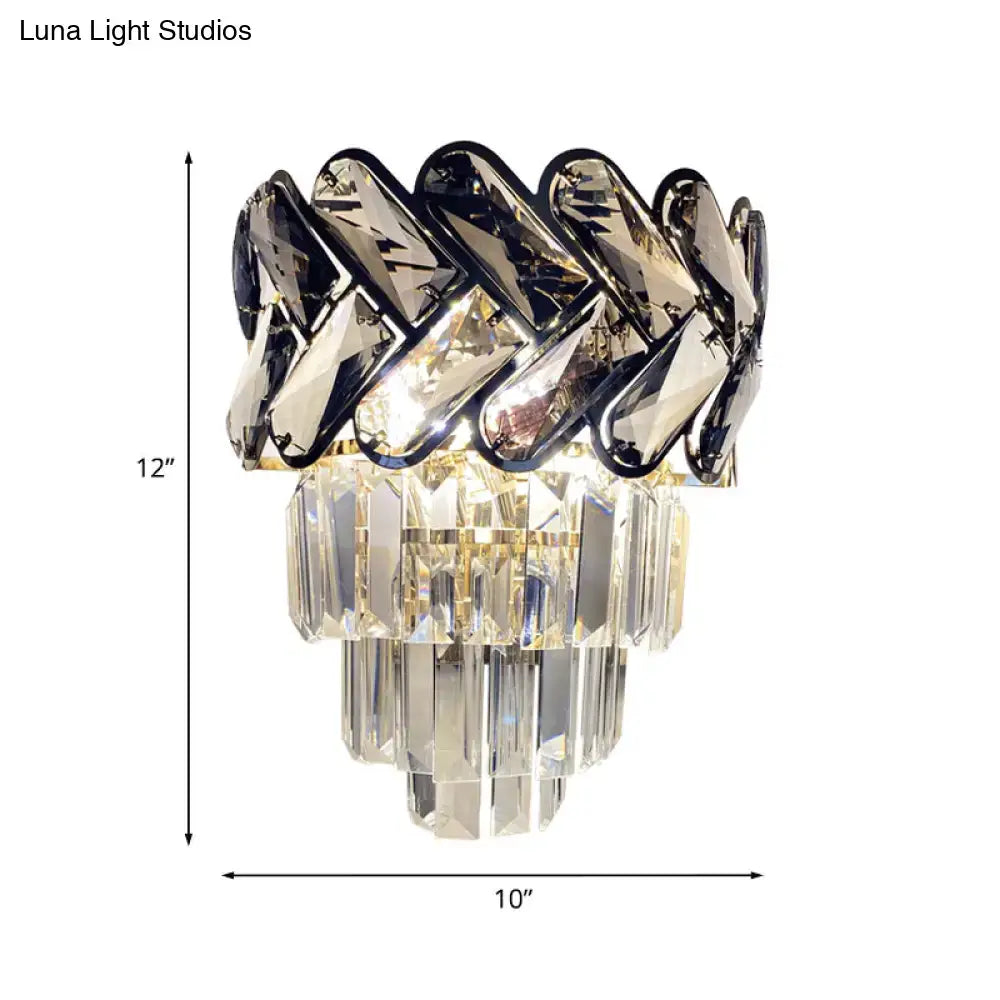 Chrome Crystal 4-Tier Wall Sconce
