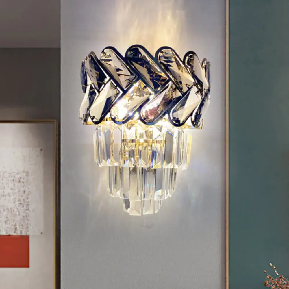 Chrome Crystal 4-Tier Wall Sconce