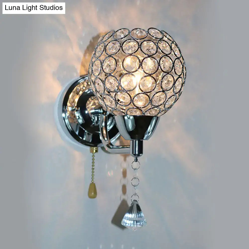 Chrome Crystal Metal Frame Wall Light