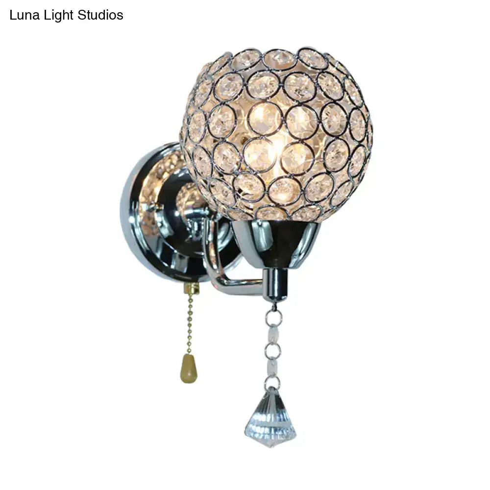 Chrome Crystal Metal Frame Wall Light