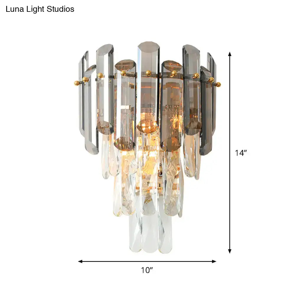 Gold Smoke Crystal Tiered Sconce