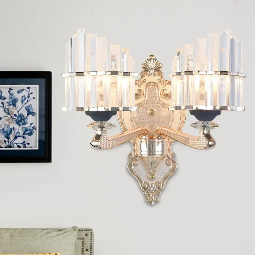 Gold Crystal Conical Rod Wall Sconce