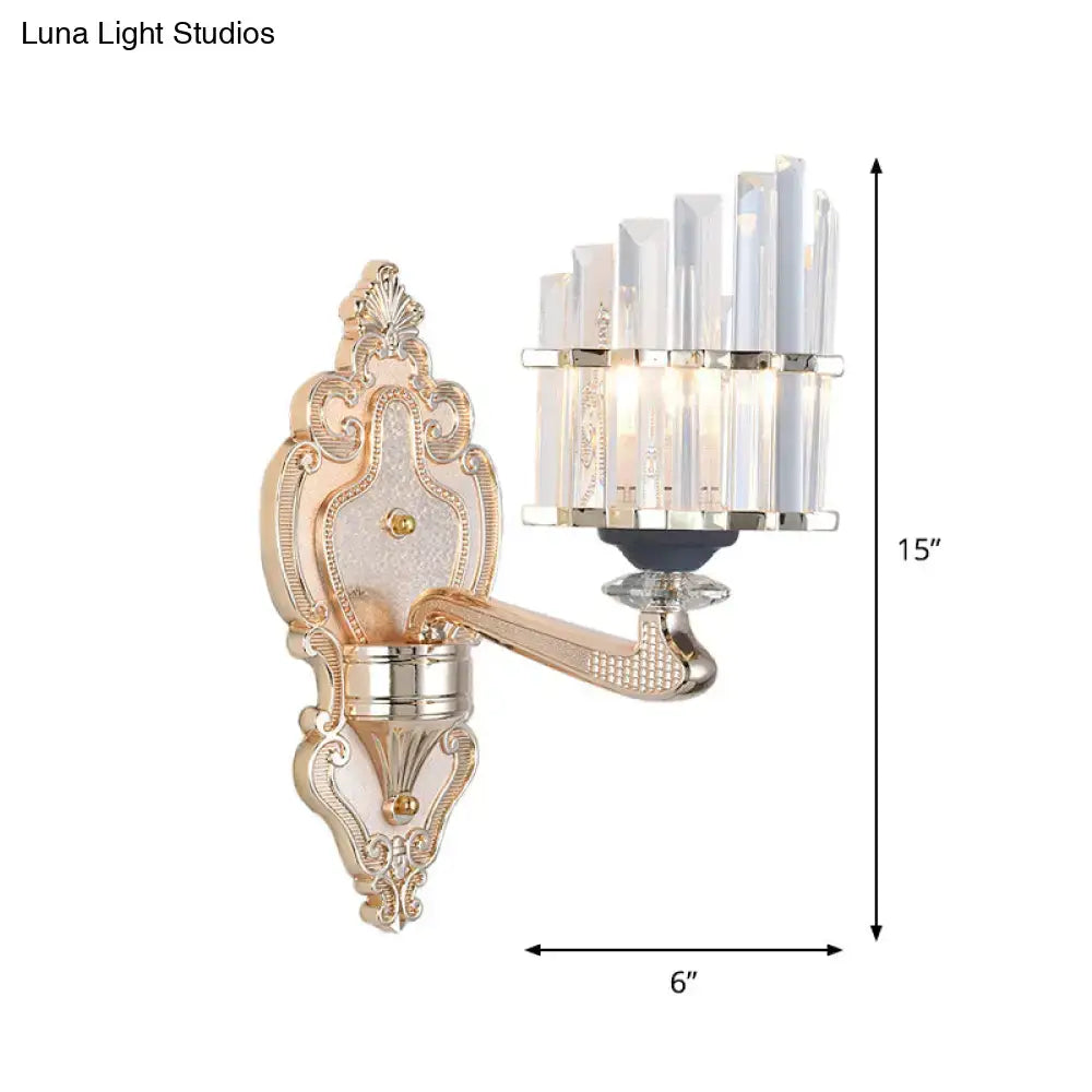 Gold Crystal Conical Rod Wall Sconce