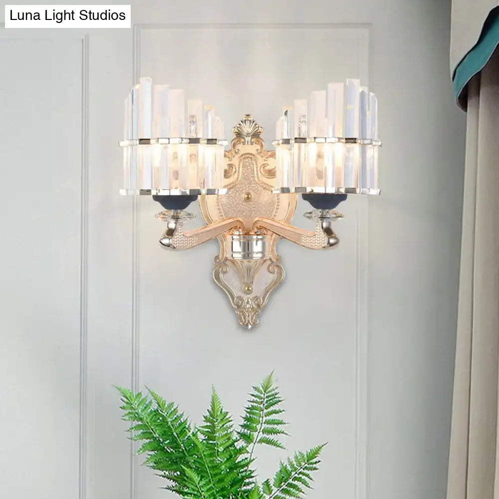 Gold Crystal Conical Rod Wall Sconce
