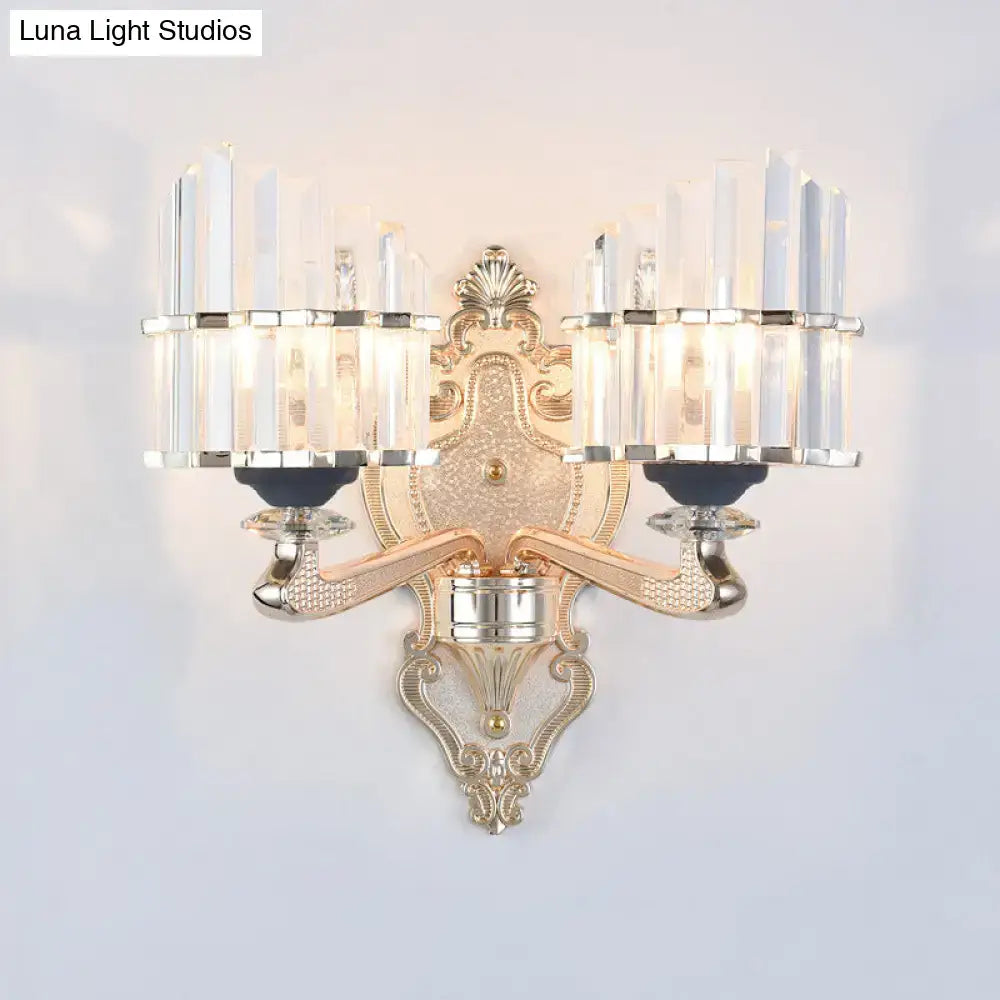Gold Crystal Conical Rod Wall Sconce