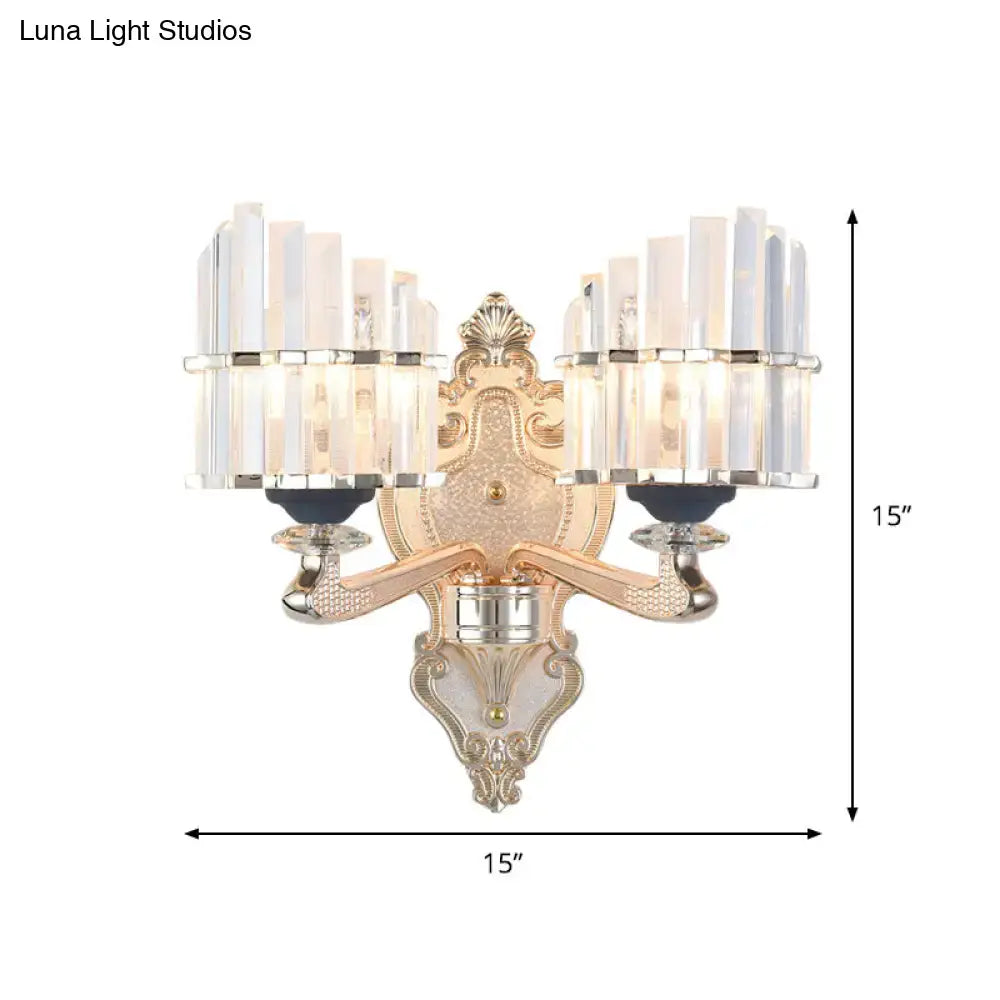 Gold Crystal Conical Rod Wall Sconce