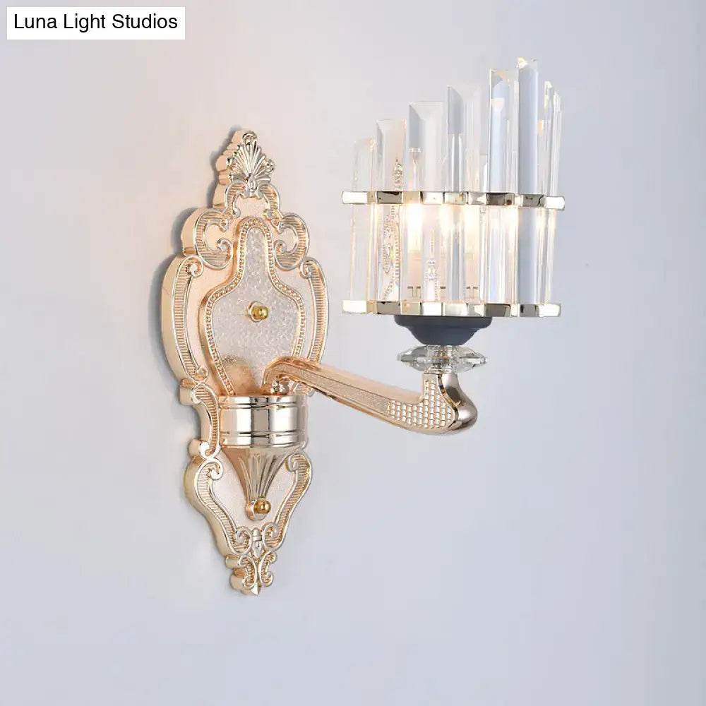 Gold Crystal Conical Rod Wall Sconce