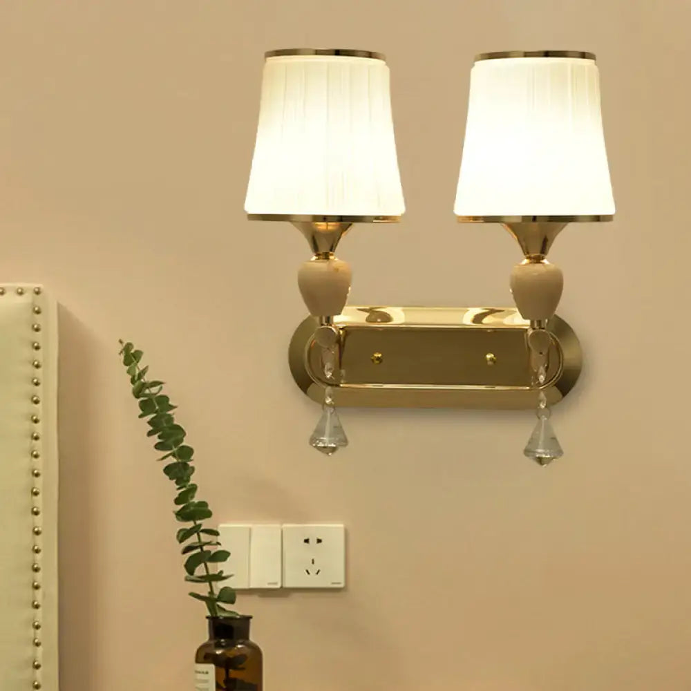 Gold Crystal Pleated Sconce