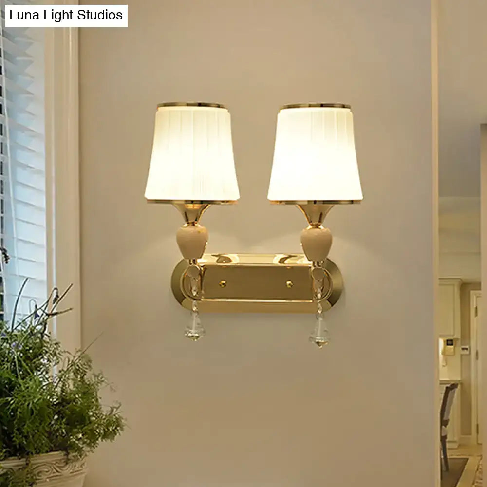 Gold Crystal Pleated Sconce