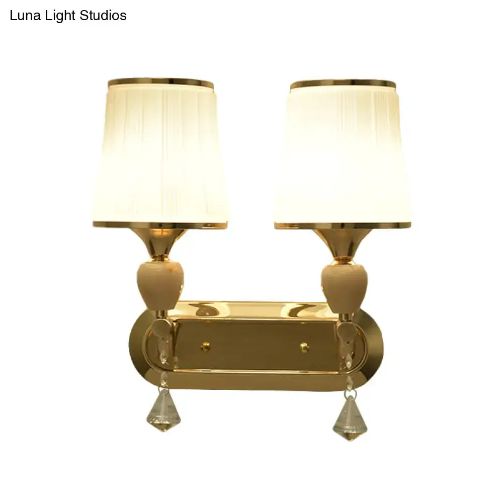 Gold Crystal Pleated Sconce