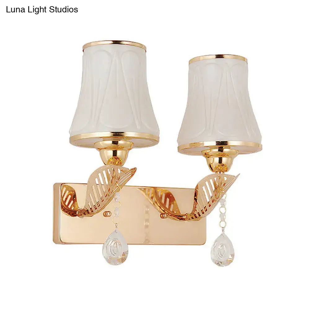 Gold Opal Glass Crystal Drop Wall Light