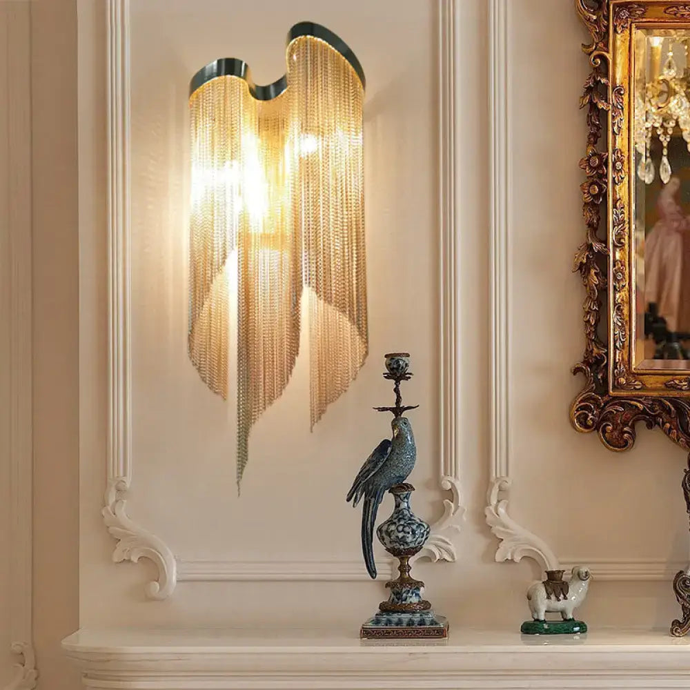 Aluminum Tassel Wall Sconce Two-Light Gold Silver