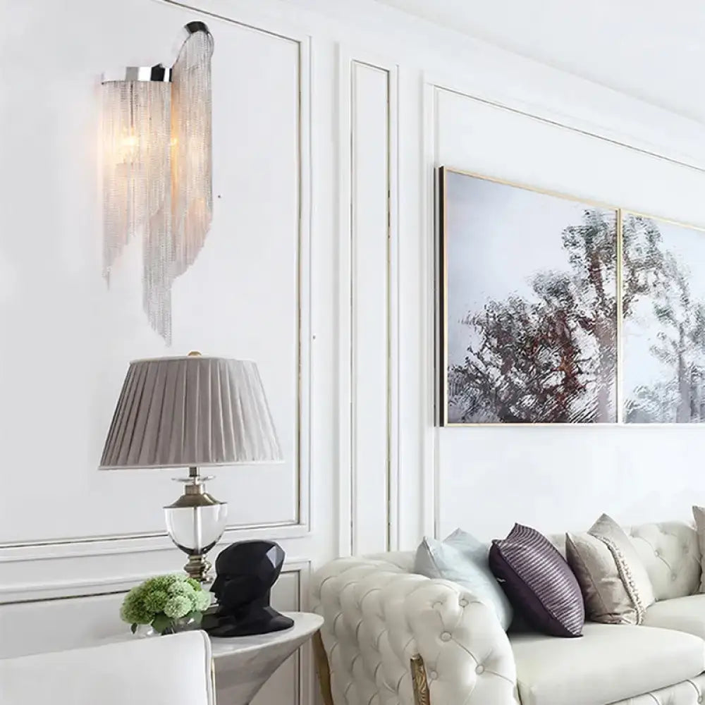 Aluminum Tassel Wall Sconce Two-Light Gold Silver