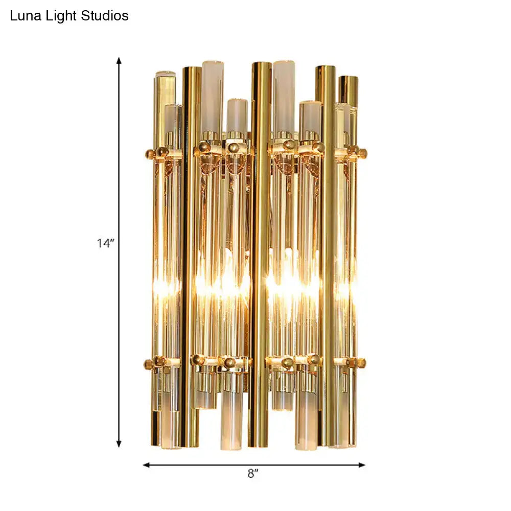 Gold Tubular Crystal Wall Sconce Bedroom