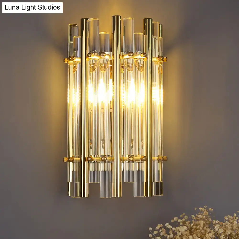 Gold Tubular Crystal Wall Sconce Bedroom