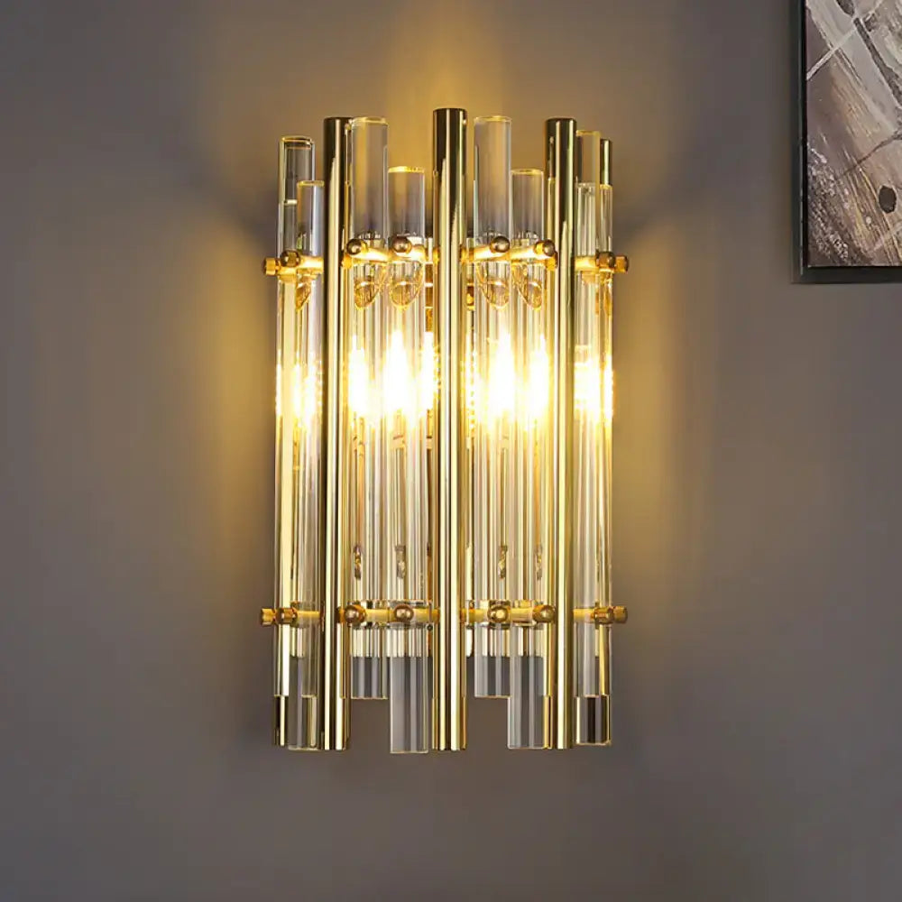 Gold Tubular Crystal Wall Sconce Bedroom
