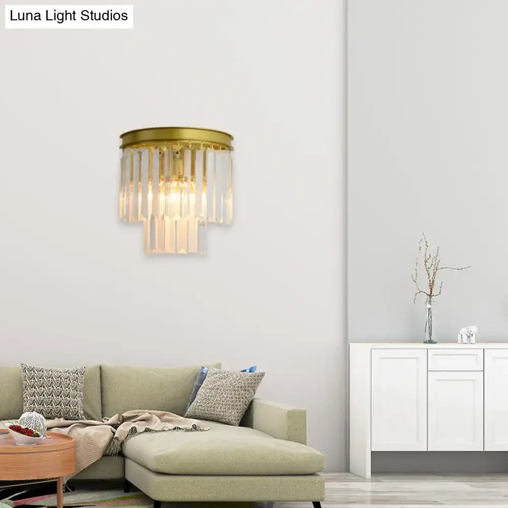 Gold Crystal Wall Lamp Faceted Two-Light