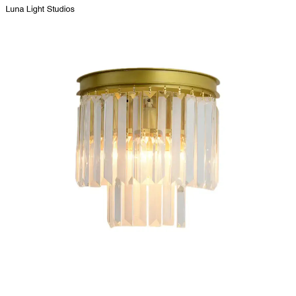Gold Crystal Wall Lamp Faceted Two-Light