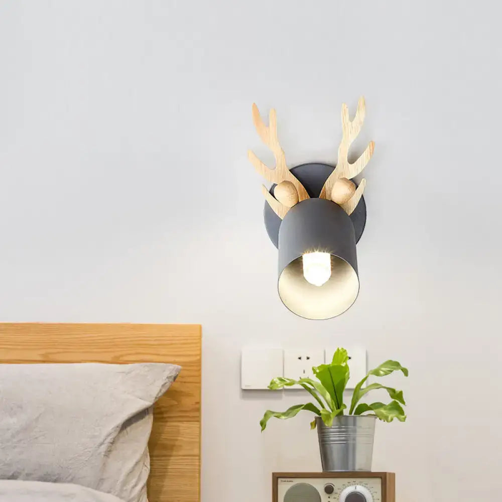 Green Wood Antler Sconce