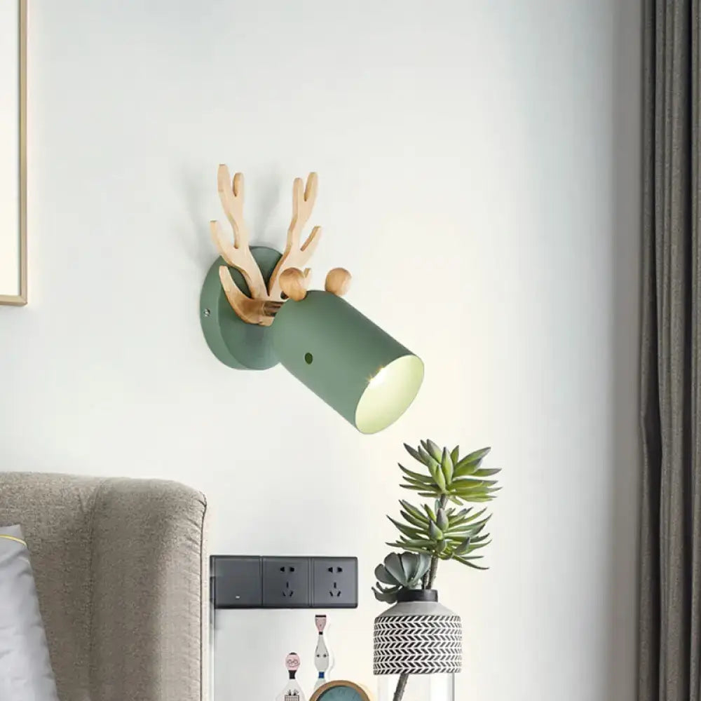 Green Wood Antler Sconce
