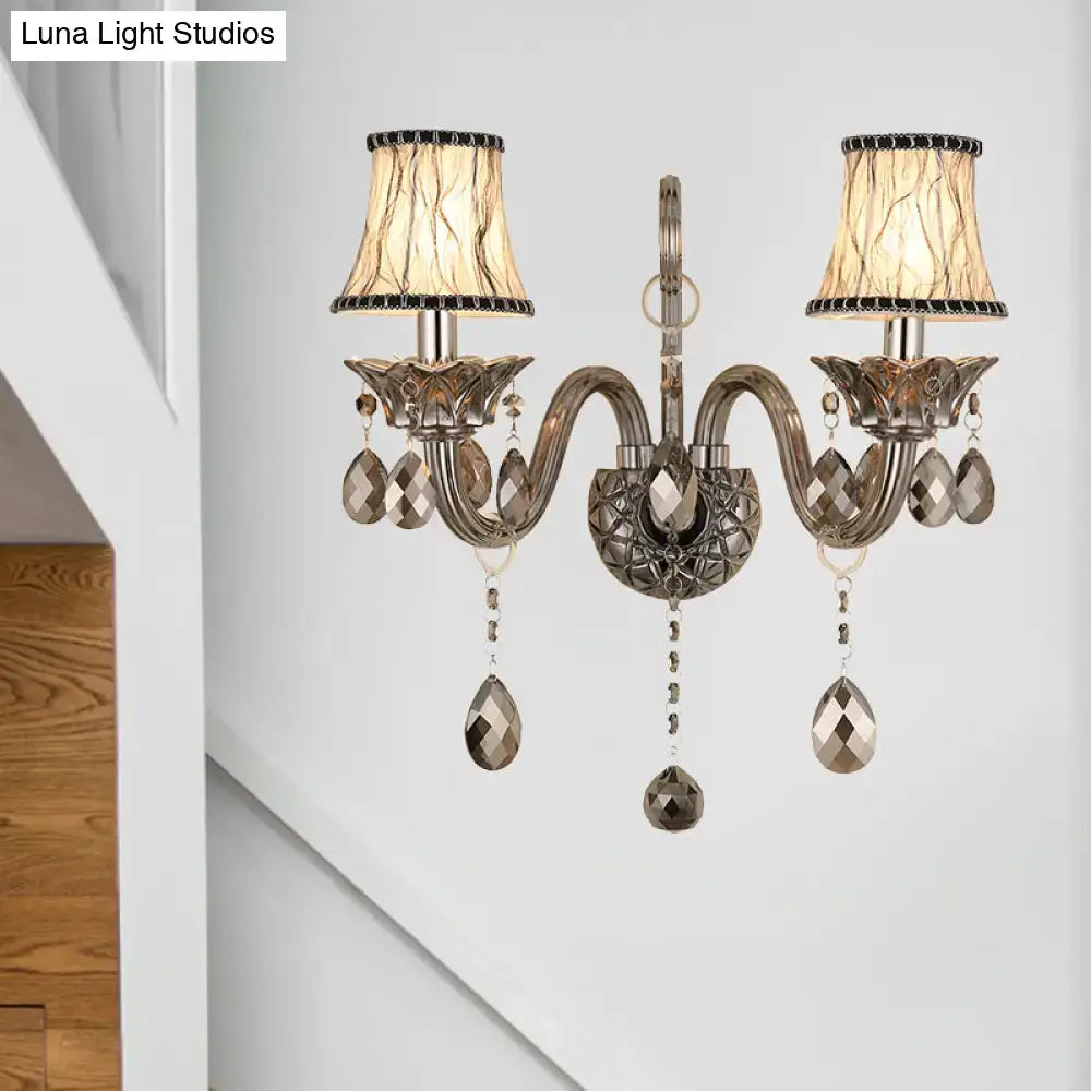 Smoke Grey Crystal Conical Sconce