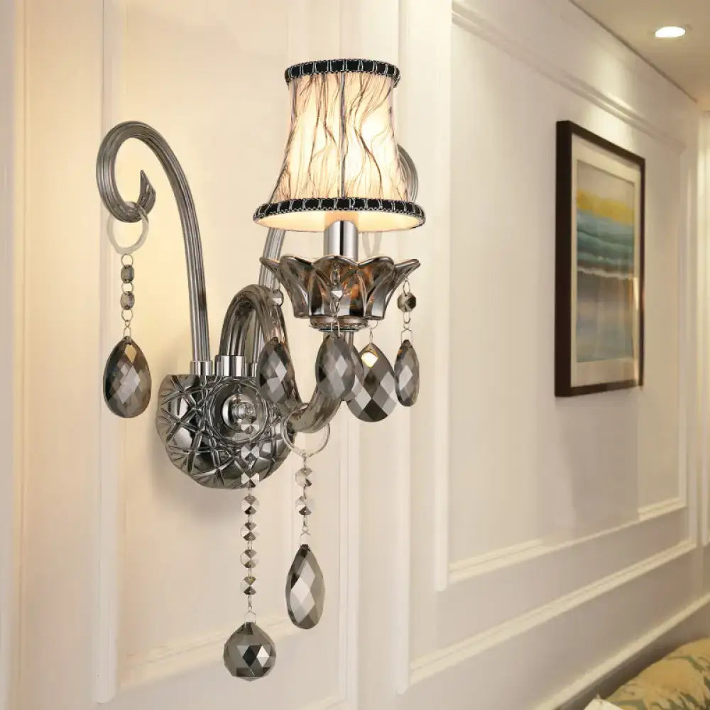 Smoke Grey Crystal Conical Sconce