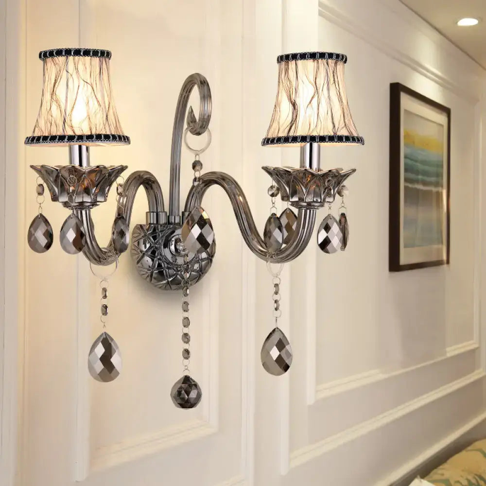 Smoke Grey Crystal Conical Sconce