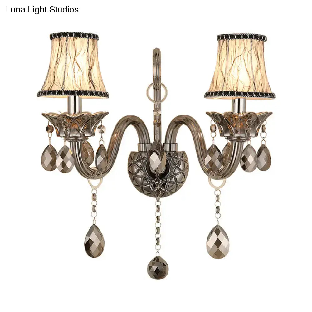 Smoke Grey Crystal Conical Sconce