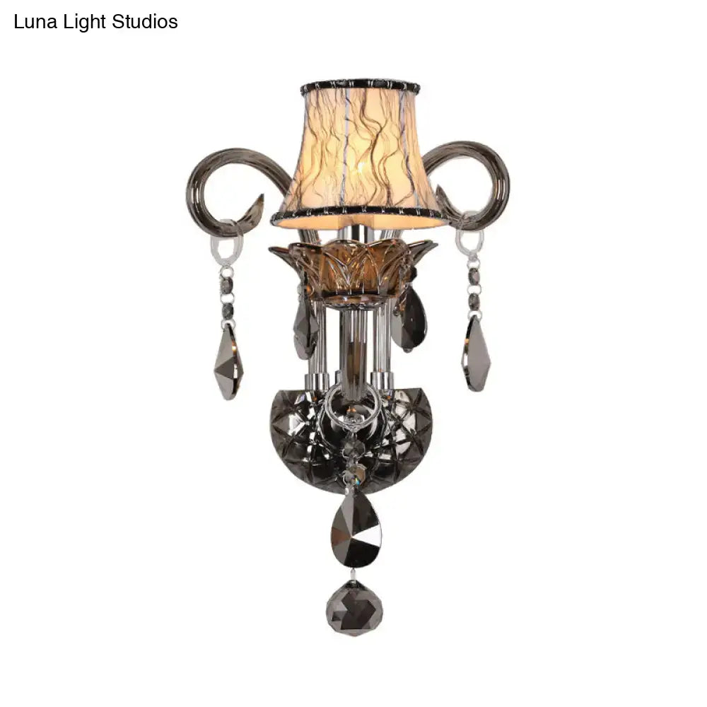 Smoke Grey Crystal Conical Sconce