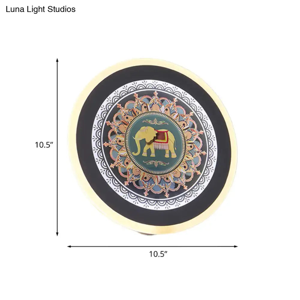 Teal Gold Elephant Sconce
