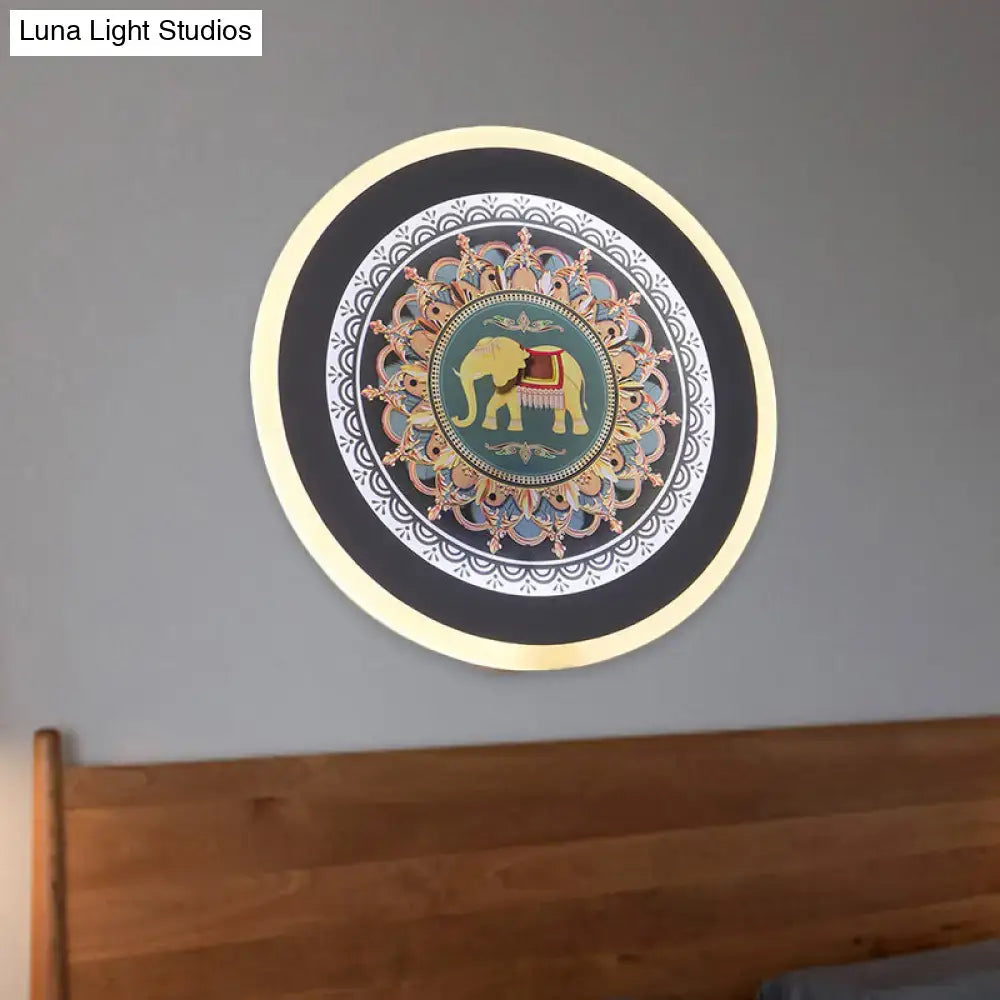 Teal Gold Elephant Sconce