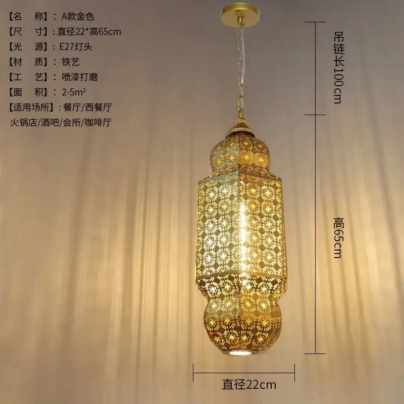 Gold Geometric Pendant Light Vintage Luxury Style