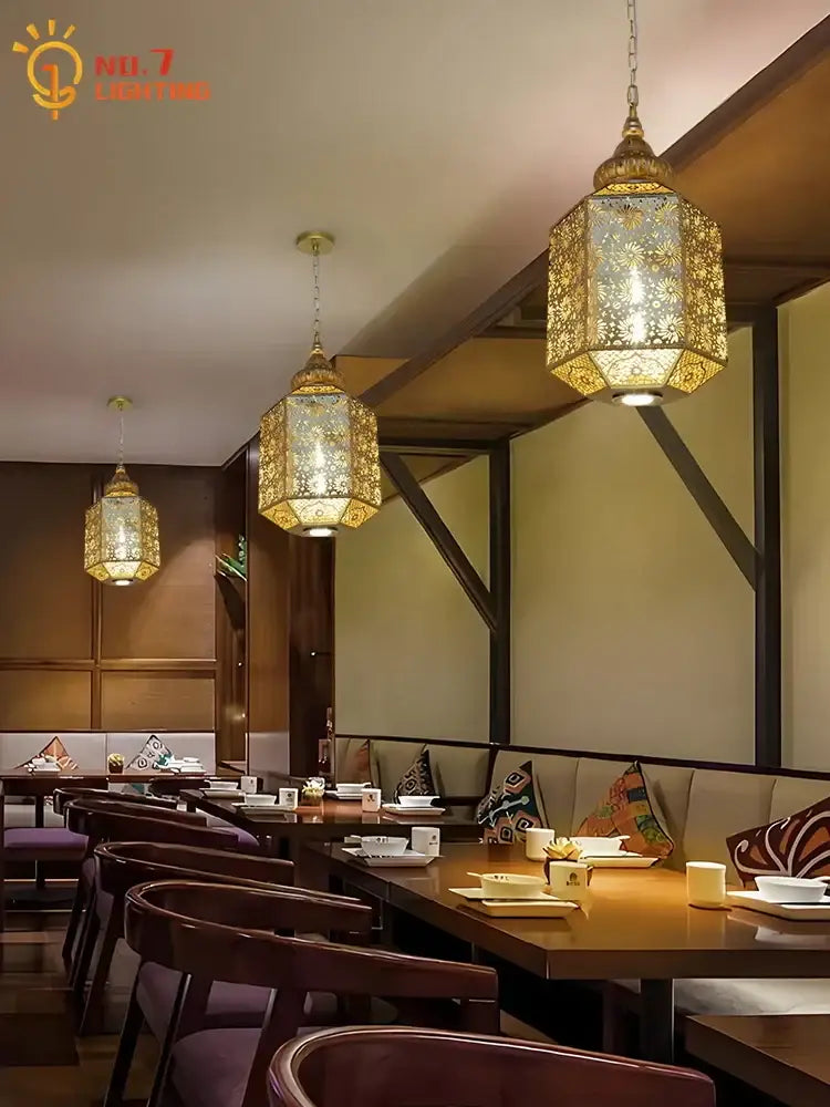 Gold Geometric Pendant Light Vintage Luxury Style