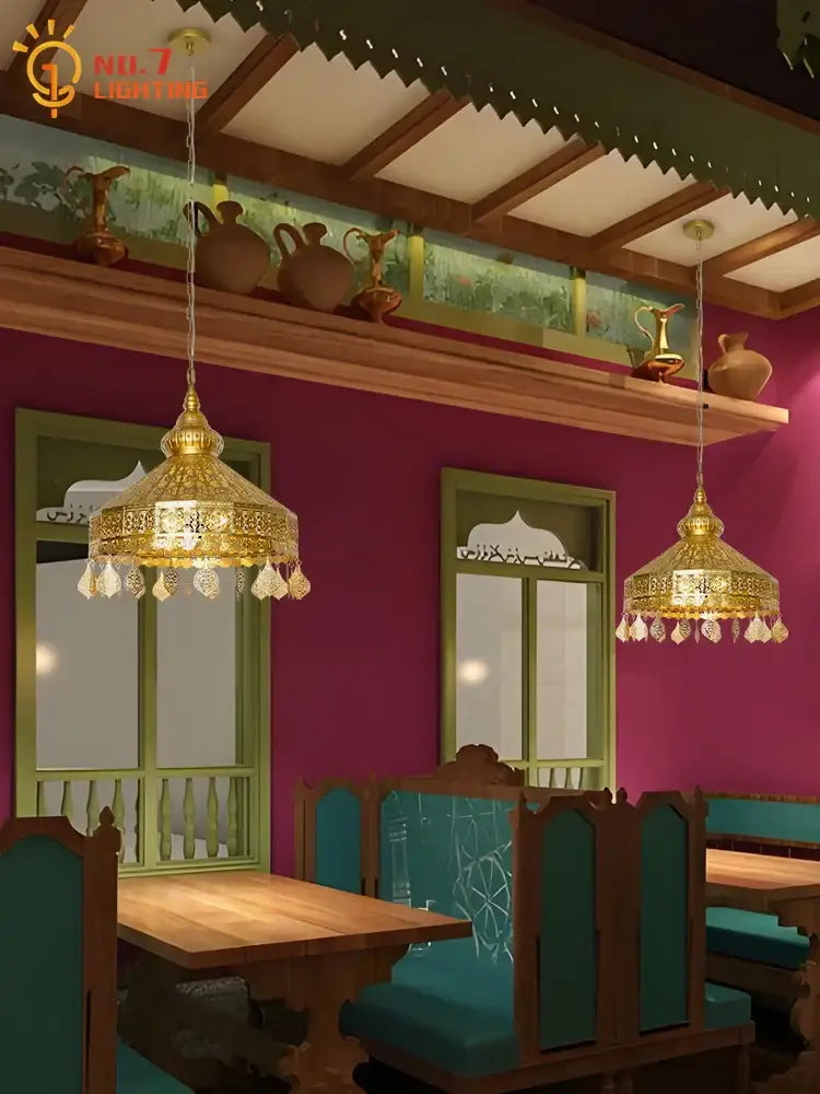 Gold Geometric Pendant Light Vintage Luxury Style