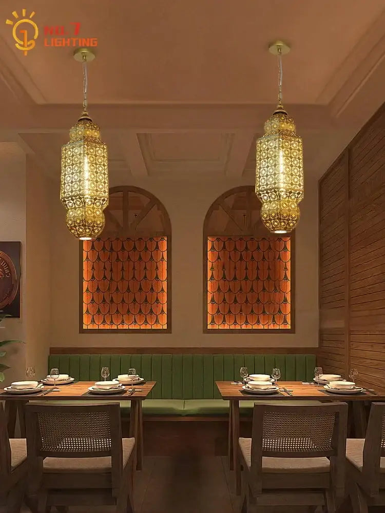 Gold Geometric Pendant Light Vintage Luxury Style