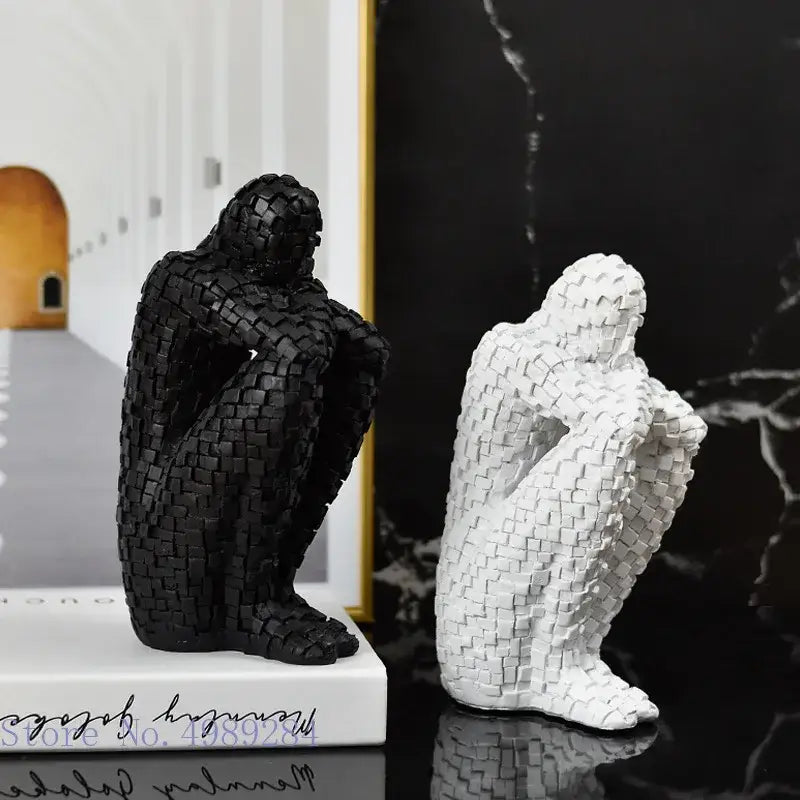 Golden Abstract Thinker Statue