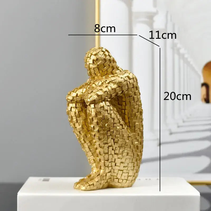 Golden Abstract Thinker Statue