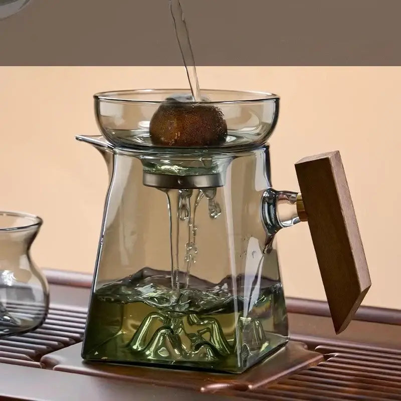 Glass Tea Cup Set Wood