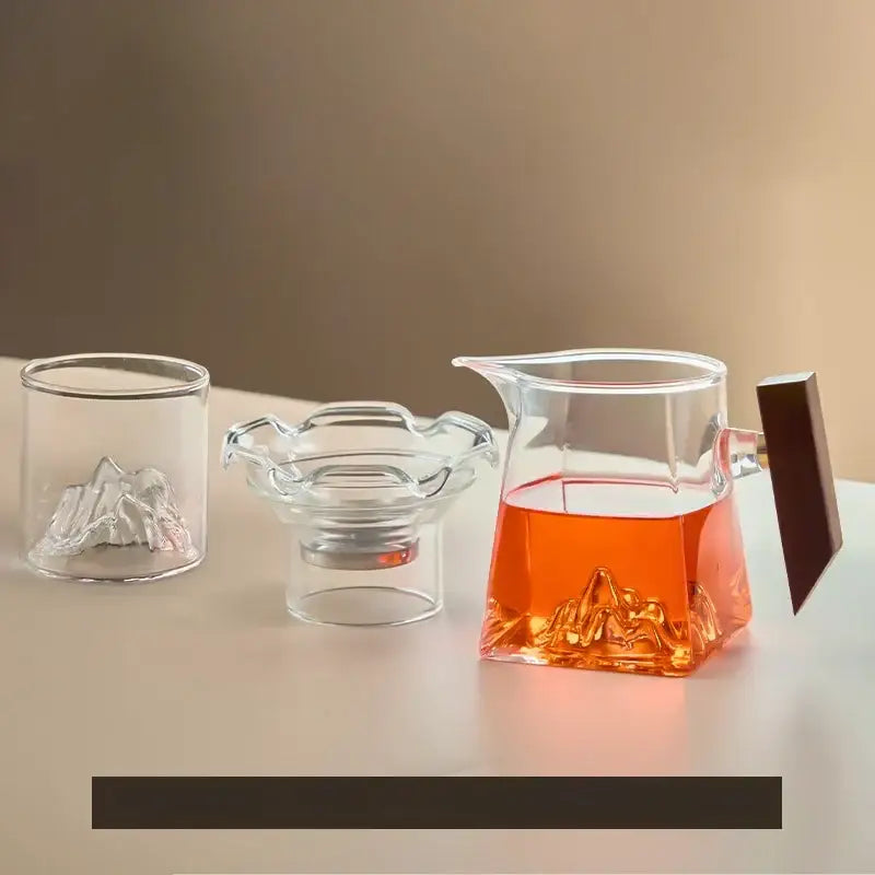 Glass Tea Cup Set Wood