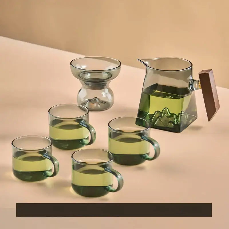 Glass Tea Cup Set Wood