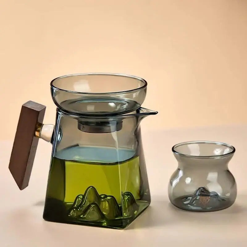 Glass Tea Cup Set Wood