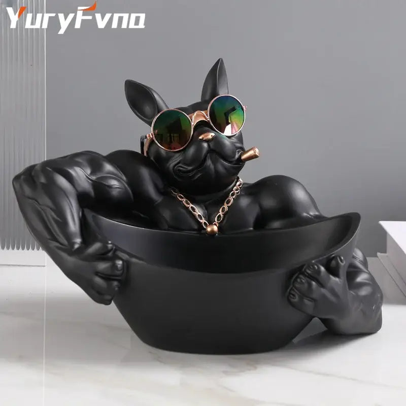 Black French Bulldog Statue
