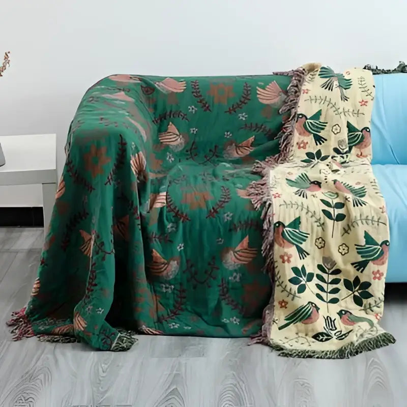 Teal Cotton Throw Blanket