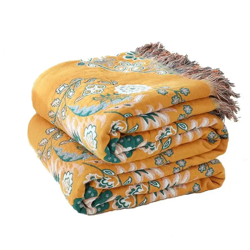 Teal Cotton Throw Blanket