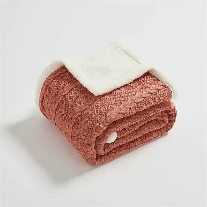 Cable Knit Sherpa Blanket